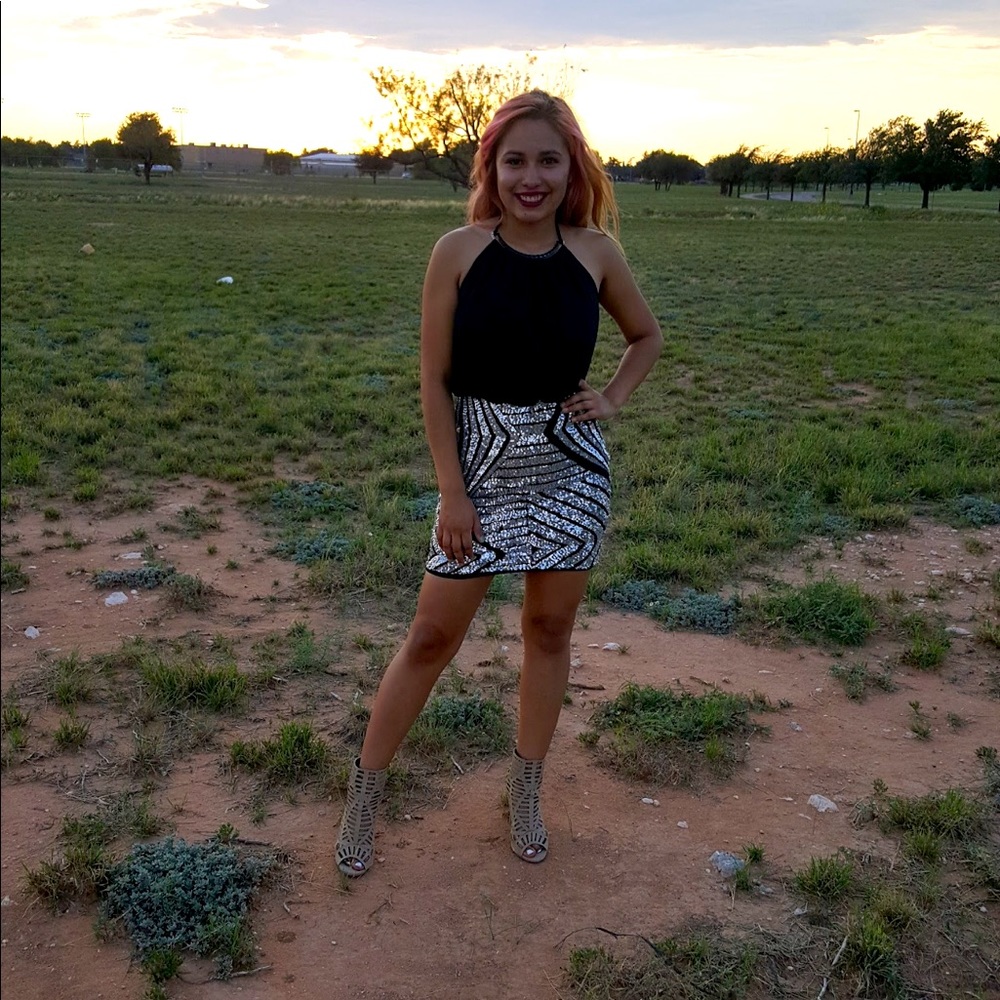 Black and silver dress